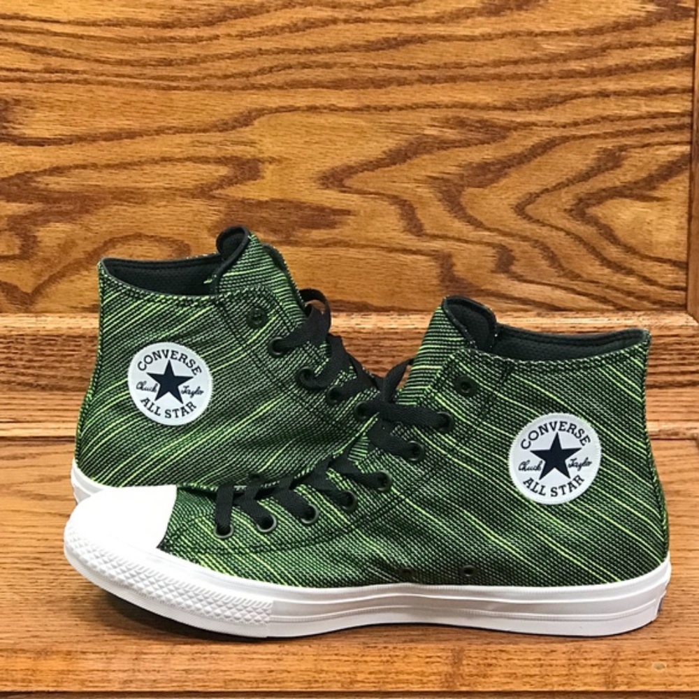 Converse Chuck Taylor All Star II Hi Black Volt Green Sneakers Size Men 8.5